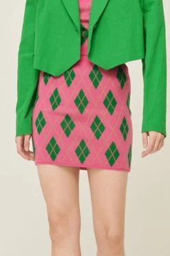 STORETS Loretta Knitted Argyle Skirt