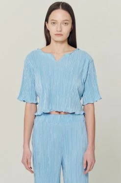 STORETS CLOTHING Lyra Lettuce Hem Plisse Top