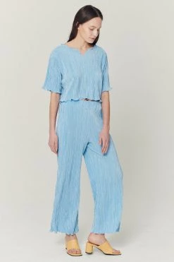 STORETS CLOTHING Lyra Lettuce Hem Plisse Pants