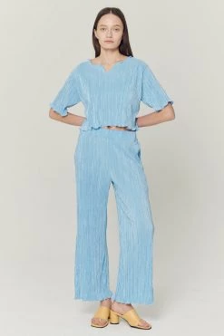 STORETS CLOTHING Lyra Lettuce Hem Plisse Pants