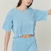 STORETS CLOTHING Lyra Lettuce Hem Plisse Top