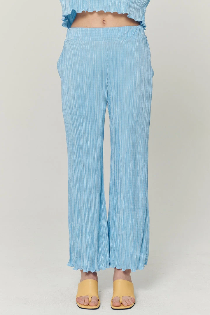STORETS CLOTHING Lyra Lettuce Hem Plisse Pants