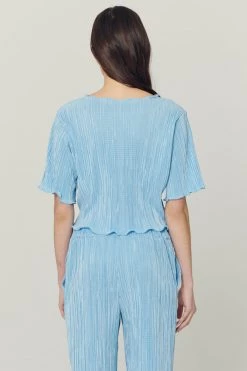 STORETS CLOTHING Lyra Lettuce Hem Plisse Top