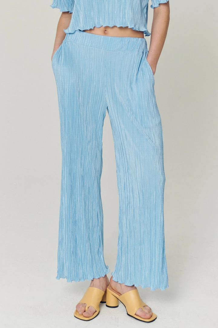 STORETS CLOTHING Lyra Lettuce Hem Plisse Pants
