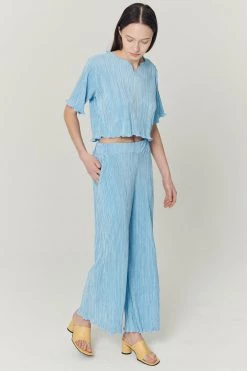 STORETS CLOTHING Lyra Lettuce Hem Plisse Pants