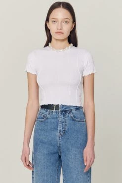 STORETS CLOTHING Luxe Lettuce Trim Stretch Top