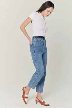 STORETS WHAT'S NEW Talia Belt Trim Dad Jeans