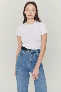 STORETS CLOTHING Luxe Lettuce Trim Stretch Top