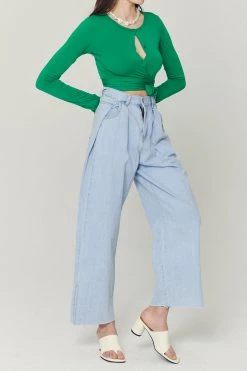 STORETS CLOTHING Marci Pintucked Slit Jeans