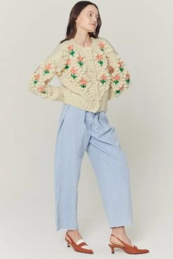 STORETS Lily Floral Embroidered Knit Cardigan