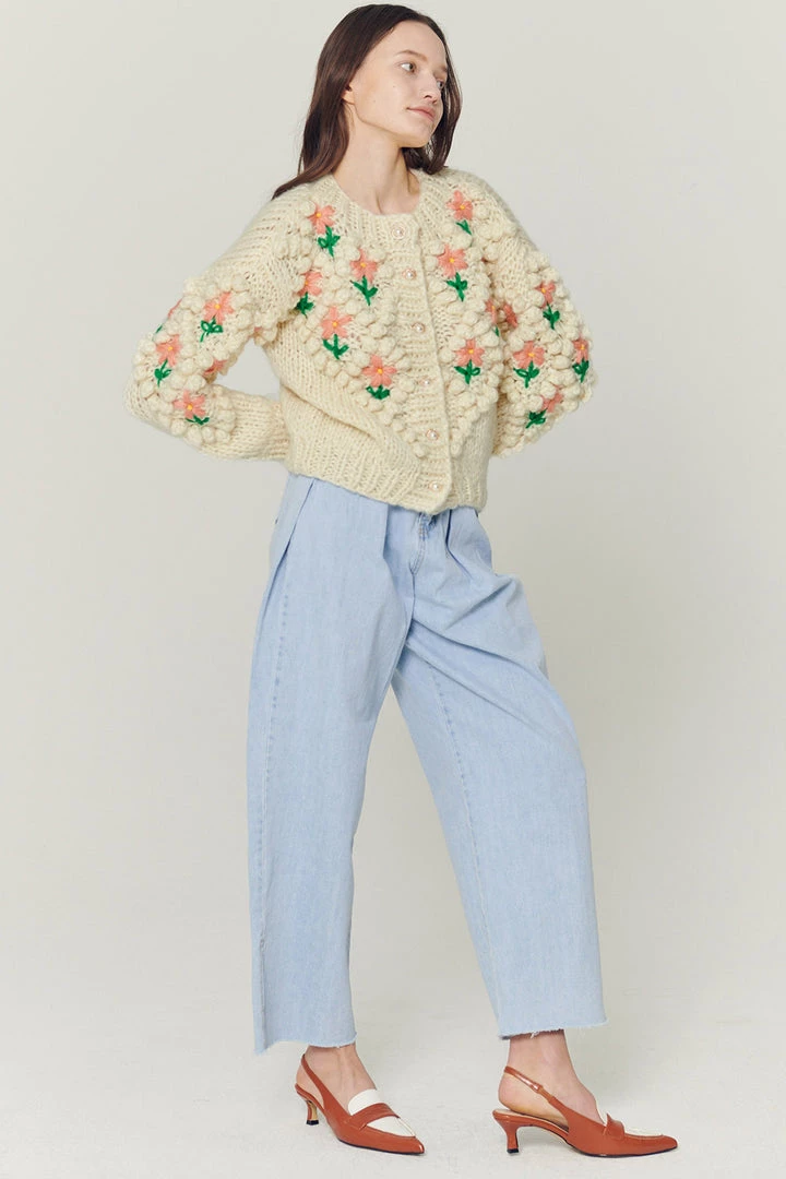 STORETS Influencer Lily Floral Embroidered Knit Cardigan