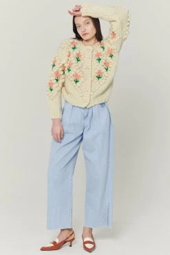 STORETS Lily Floral Embroidered Knit Cardigan