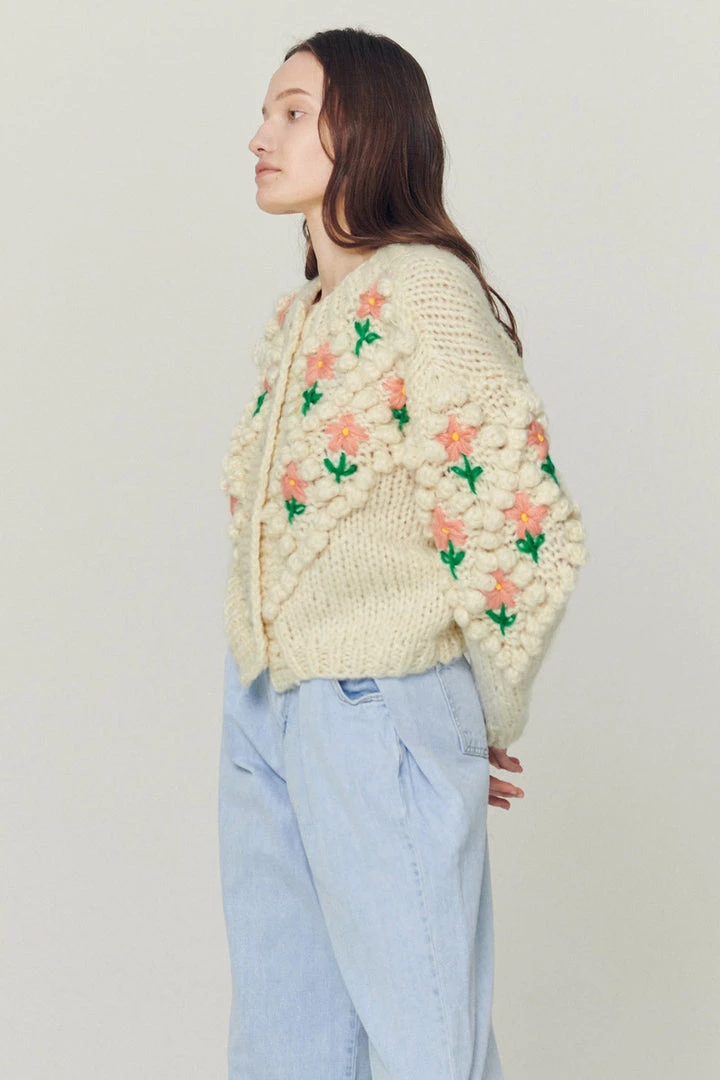 STORETS Influencer Lily Floral Embroidered Knit Cardigan