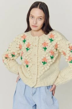 STORETS Lily Floral Embroidered Knit Cardigan