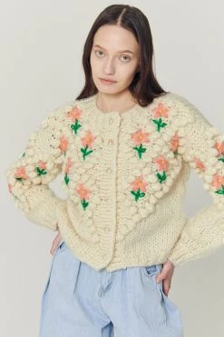 STORETS Influencer Lily Floral Embroidered Knit Cardigan