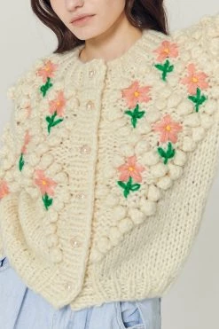 STORETS Influencer Lily Floral Embroidered Knit Cardigan