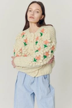 STORETS Influencer Lily Floral Embroidered Knit Cardigan