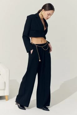 STORETS Sustainable Re:born Daisy Frayed Trim Wide Pants BOTTOMS