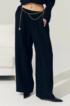 STORETS Sustainable Re:born Daisy Frayed Trim Wide Pants BOTTOMS