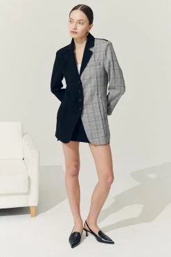 STORETS Sustainable OUTERWEARS Re:born Bea Check Color Block Blazer