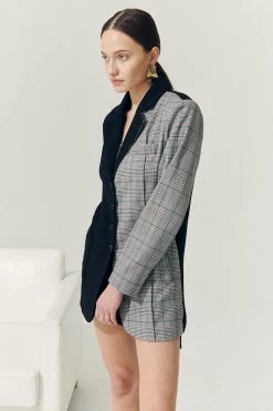 STORETS Sustainable OUTERWEARS Re:born Bea Check Color Block Blazer