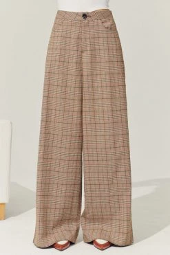 STORETS Sustainable Re:born Mya Wide Leg Pants In Plaid BOTTOMS