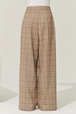 STORETS Sustainable Re:born Mya Wide Leg Pants In Plaid BOTTOMS