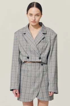 STORETS Sustainable Re:born Eva Two Button Blazer In Plaid OUTERWEARS