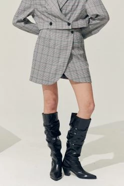 STORETS Sustainable BOTTOMS Re:born Eva Tulip Wrap Mini Plaid Skirt