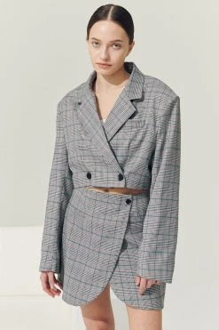 STORETS Sustainable Re:born Eva Two Button Blazer In Plaid OUTERWEARS