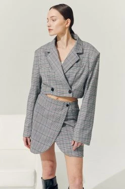 STORETS Sustainable BOTTOMS Re:born Eva Tulip Wrap Mini Plaid Skirt