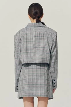 STORETS Sustainable Re:born Eva Two Button Blazer In Plaid OUTERWEARS