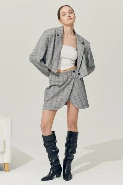 STORETS Sustainable BOTTOMS Re:born Eva Tulip Wrap Mini Plaid Skirt