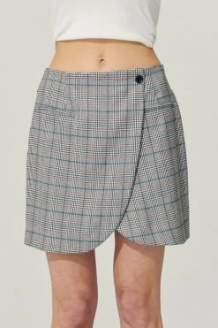 STORETS Sustainable BOTTOMS Re:born Eva Tulip Wrap Mini Plaid Skirt