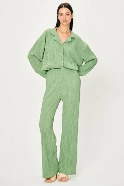 STORETS Maria Flared Leg Plisse Pants