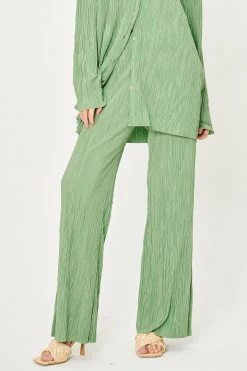 STORETS Maria Flared Leg Plisse Pants