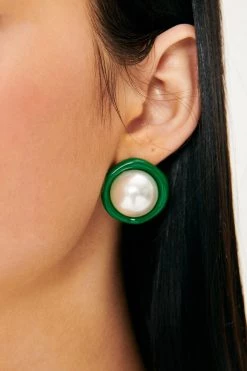 STORETS Grace Pearl Green Bold Earring