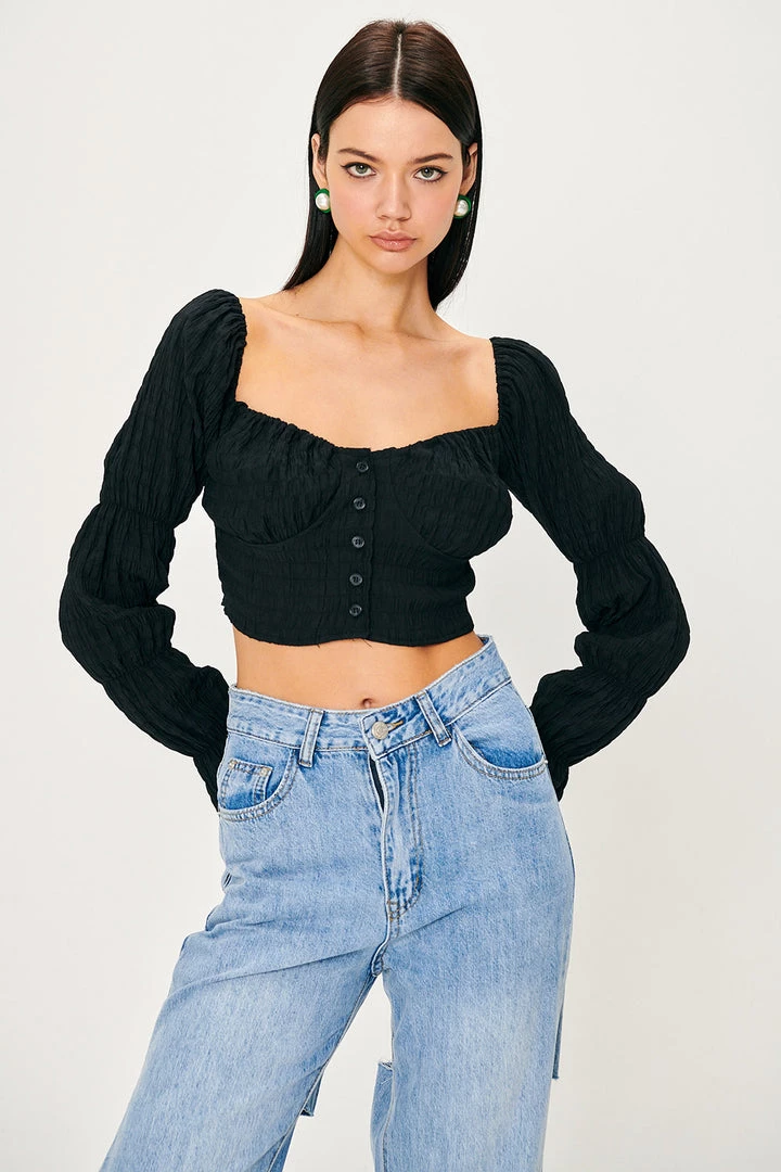 STORETS CLOTHING Jane Smocked Crinkle Blouse