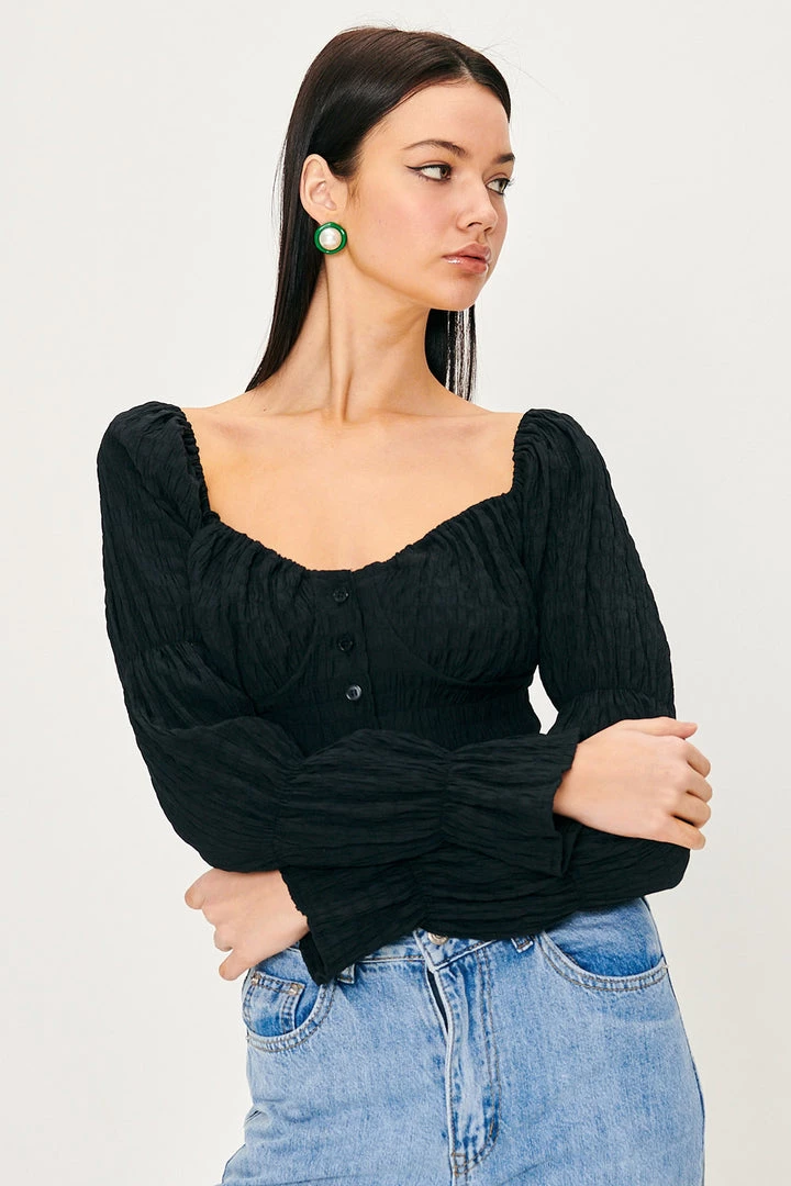 STORETS CLOTHING Jane Smocked Crinkle Blouse