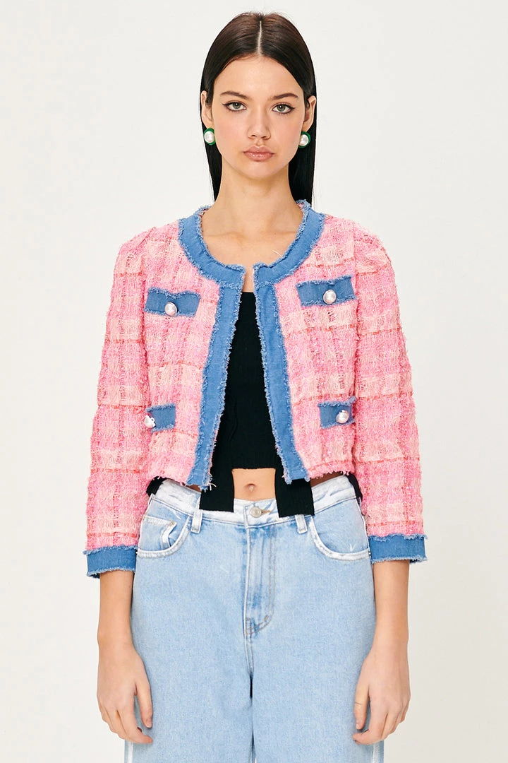 STORETS Mia Denim Inset Tweed Jacket