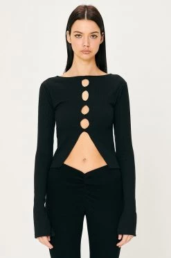 Storets WHAT'S NEW Remi Front Holes Ribbed Top
