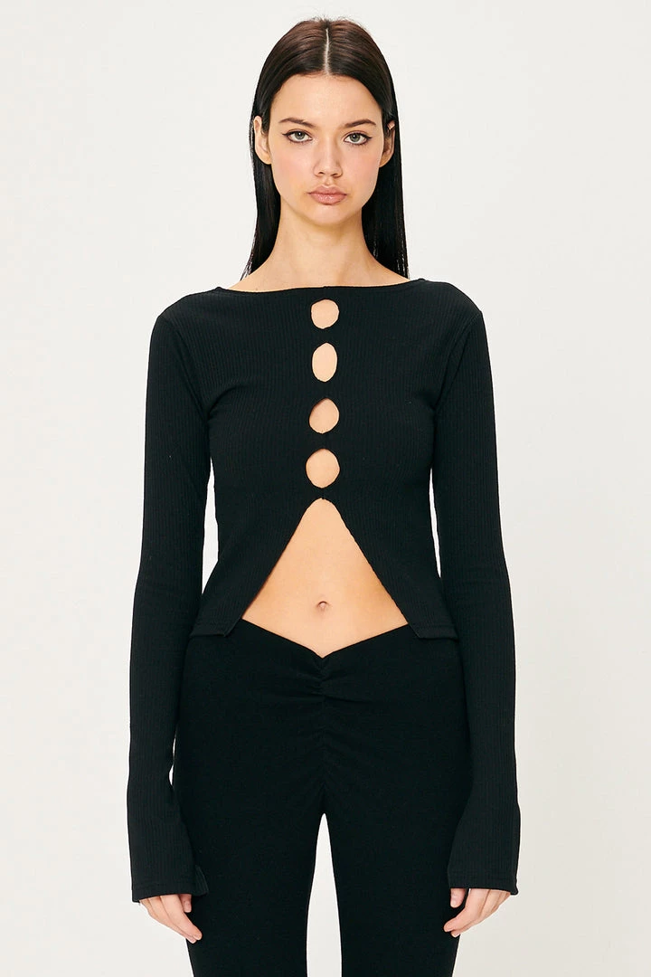 Storets WHAT'S NEW Remi Front Holes Ribbed Top