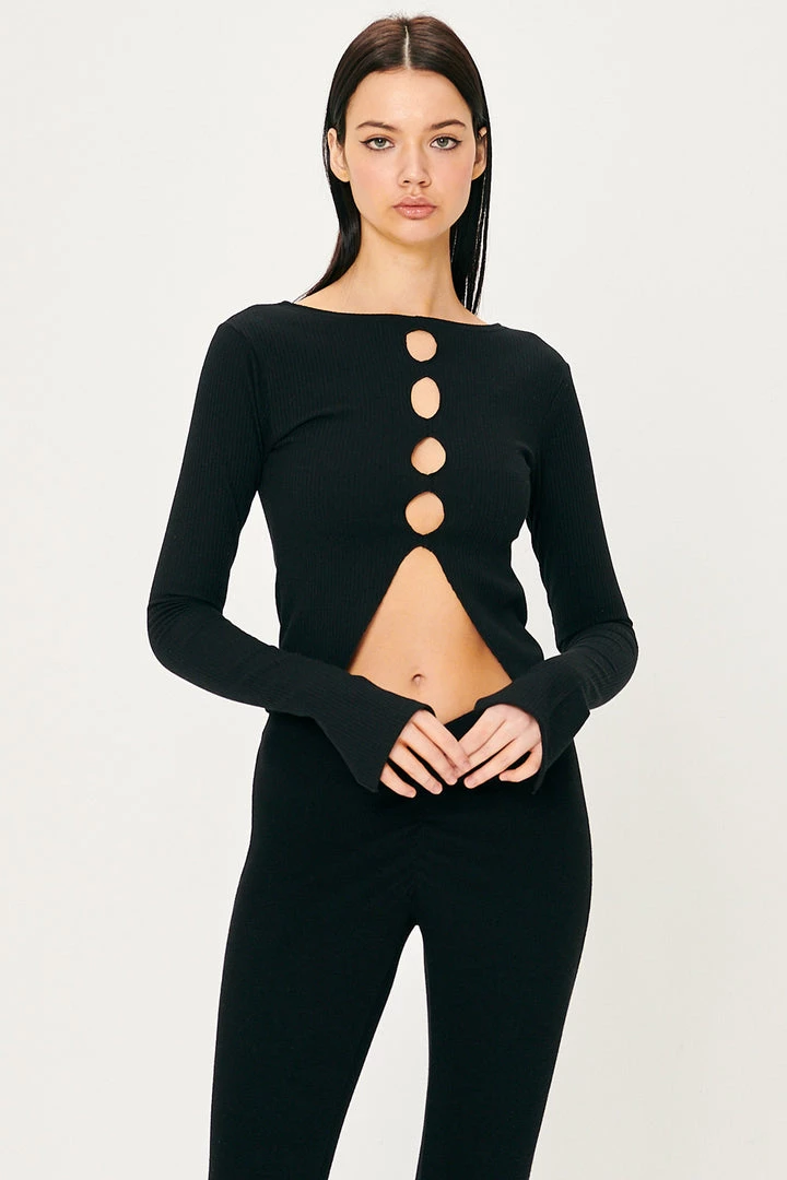 Storets WHAT'S NEW Remi Front Holes Ribbed Top