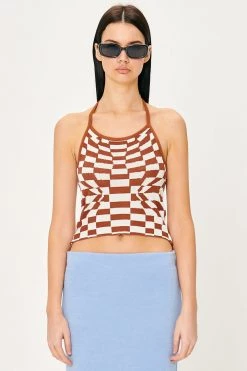STORETS WHAT'S NEW Skyler Checkerboard Halter Top