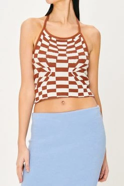 STORETS WHAT'S NEW Skyler Checkerboard Halter Top