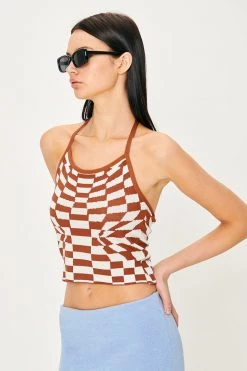 STORETS WHAT'S NEW Skyler Checkerboard Halter Top
