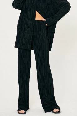 STORETS Maria Flared Leg Plisse Pants