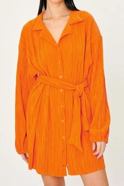 STORETS Sandra Plisse Shirt Dress WHAT'S NEW