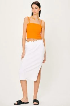 STORETS Gabriela Lettuce Hem Midi Skirt