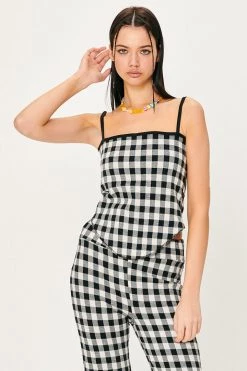 STORETS CLOTHING Kris Gingham Pointed Hem Top